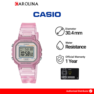 Jam Tangan Wanita  Casio General  LA-20WHS-4A Digital Dial Pink Transparent Resin Band