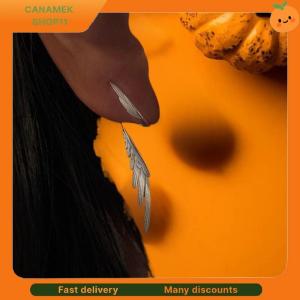 ❣️❣️❣️ Simple Alloy Long Wing Stud Temperament Feather Earrings Silver Wings Shape Elf Ear Cuff Earrings Jewelry Accessories Gifts