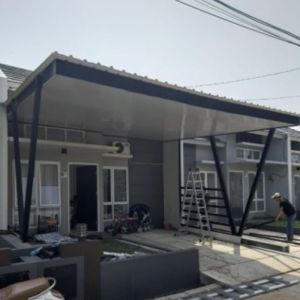 kanopi luar atap alderon dengan pvc warna putih elegan minimalis