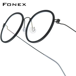 FONEX B Titanium Glasses Frame Men Round Optical Frames Women Eyeglasses Korean Ultralight Japaness Style Screwless Eyewear 7512