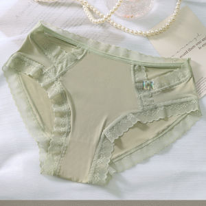 LNR Shop Celana Dalam Wanita M-XL Import Model Renda Ruffle Bunga Pakaian Dalam Celana Pendek Segitiga Selangkangan Antibakteri Katun Tipis Musim Panas Bahan Adem Halus Dalaman CD Stretch Pendek Seksi Jaring Lingerie
