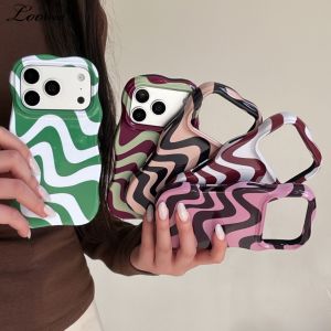 Luxury Water Ripple Double Color Contrast Case for iPhone 17 16 15 Pro Max Air 14 13 Glossy Wave Border Shockproof Slim Cover