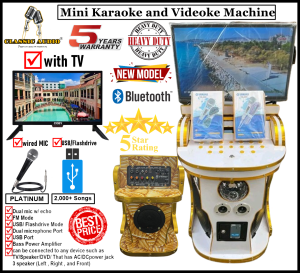 New Model CLASSIC AUDIO Mini Karaoke and Videoke Machine LARGE size with TV + USB/Flashdrive + PLATINUM Wired MICROPHONE (Assorted Design) Super Heavy Duty Karaoke Set For Outdoor/Indoor Party Super High Performance(100% Original)