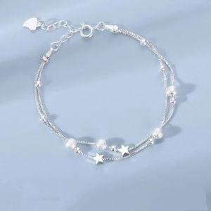 HEALMEYOU Multi-layer Charm Bracelet Star Copper Double-layer Jewelry Wristbands Light Luxury Lucky Bead Bracelets Women