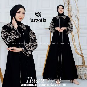 Hawa 752 Gamis Wolfis Jetblack Aplikasi Bordir dan Mote Size M-XXL