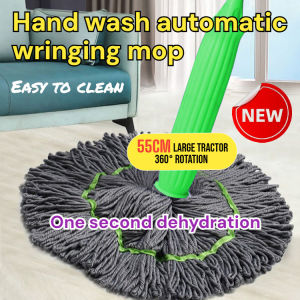 Bamboo Fiber Self-Wringing Rotating Mop / Dry And Wet Use Eco-Friendly Strong Stain Removal / Household Office Home Cleaning / Adults Family Users