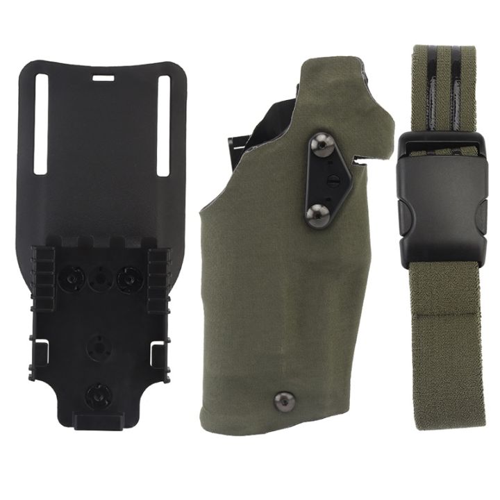 IDOGEAR 63DO Tactical Holster Set For G17/19 With X300 Light-Compatible  With QLS Mount Holster Panel Adapter With Leg Strap GB-74