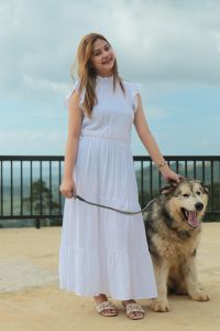 SC100 Turtle Neck Maxi Linen Dress