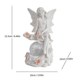 WEANBU Premium Resin Resin Statue Soft Light Solar Powered Solar Angel Decorative Piece Lovely Outdoor Decoration Outdoor Garden