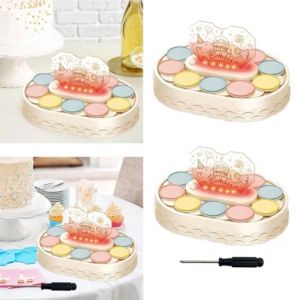 EASYEAH Music Automatic Rotating Cake Machine Macarons Lights Cupcakes Holder Creative Swing Tray Birthday Party Decoration