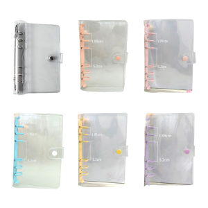 A 6 Binder with Snap Button 6 Rings Binder Clear Soft Notebook Cover Budget Planner Binder for School Office Meeting