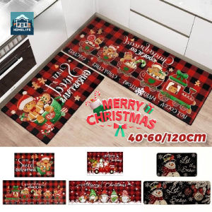 Christmas Home Carpet Floor Mat Non-slip Carpet Diatomite Xmas Doormat for Kitchen Bathroom Entry Rug