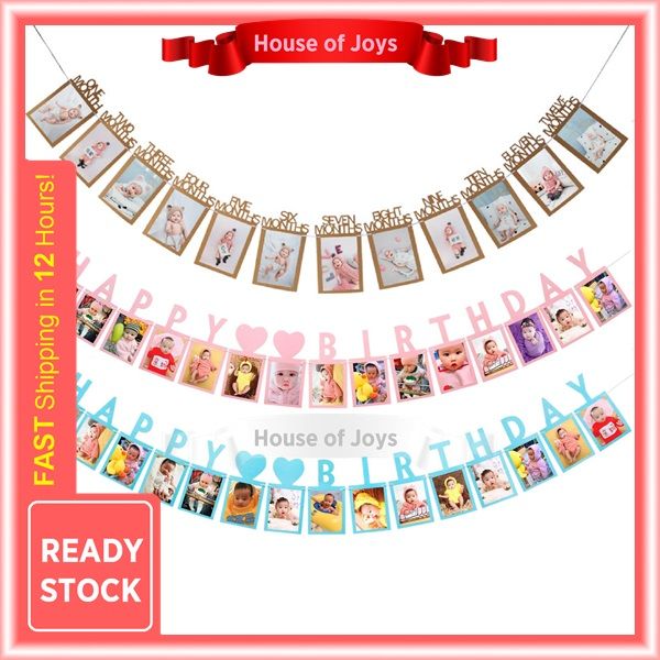 [Ready Stock] One Year Old Birthday Party Happy birthday Flag Children ...