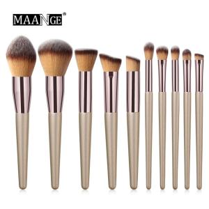 MAANGE 10PCS Per Set Makeup Brush Makeup Tool Champagne Gold Loose Powder Eyeshadow Brush Set