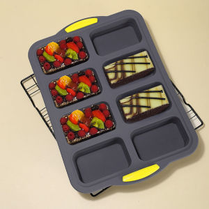 1 Pcs 8-hole Framed Silicon Square Cake Mold French Bread Baking Tray Food Grade High-temperature Resistant Baking Mold Pudding Jelly Mold