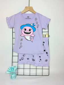 Setelan Anak Perempuan Motif Karakter Lucu - Baju & Celana Pendek Nyaman untuk Usia 1-6 Tahun