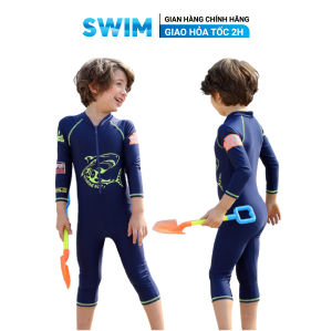 Bộ Đồ Bơi Lặn SWIM Một Mảnh Dài Tay Kèm Mũ Cho Trẻ Em Và Người Lớn