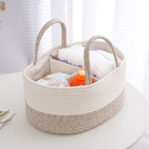 Cotton Baby Diaper Caddy Organizer Mother Nursery Storage Bin Essentials Large Woven Storage Basket