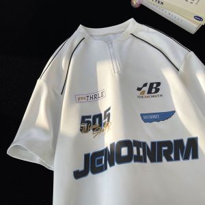 GentWear Korean fashion oversized T-shirt for men cotton aesthetic tshirts casual summer original loose shirt