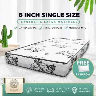 (Free Pillow)DANDELION Single Mattress 5 Inch Synthetic Latex Tilam Bujang *HIGH DENSITY* 【DIRECT FACTORY】