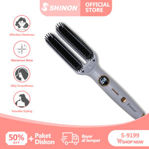 SHINON 9199 Catok Sisir Pelurus Rambut 2 in 1 Lurus / Keriting Ion Negatif Sisir Listrik Catokan Rambut