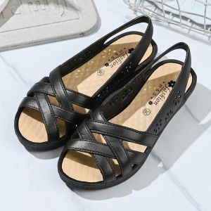 Sandals for Woman Fashion Slip-Ons Comfortable Flat Bottom Anti Slip Sandals Fish Mouth Shoes
