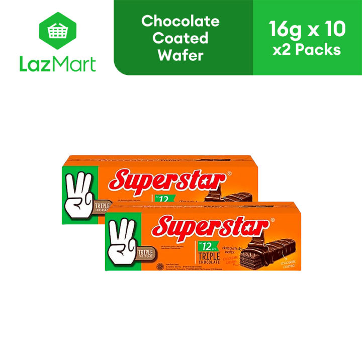 Superstar Chocolate Coated Wafer 16g x 10pcs Pack of Lazada