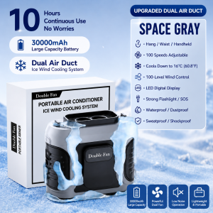 Waist Fan Strong Wind Dual Air Outlet Long Battery Life Hands-Free Type-C Charging 30000mAh