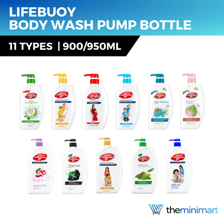 Lifebuoy Body Wash Pump Bottle 900ml/950ml Cool/Charcoal /Lemon/Moisture/Mild Care/Shiso Pink