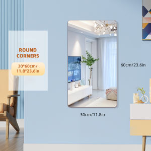 【Square Mirror Round Corners】HD Full Length Home Mirror Square Acrylic Mirror Wall Decor Self-Adhesive Decoration for Living Room