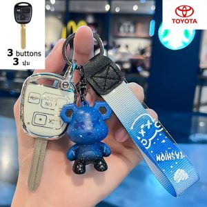 เคสกุญแจรถยนต์โตโยต้าเหมาะสำหรับ Land Cruiser/Camry/Corolla / Rav4 / Lexus / Wish/Alphard/Prado/Harrier /Yaris พร้อมพวงกุญแจหมีที่น่ารัก