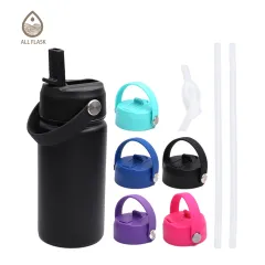 Vmini Spout Lid, Compatible with Hydro Flask Wide Mouth Sports Water Bottle,  5 Rubber Rings, Big Handle, Easy to Carry