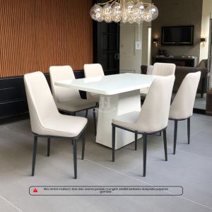 [FREE INSTALLATION] I HOME EVA 1+6 Rectangle Marble Dining Table PL PRS M1441 / Dining Table / Meja Makan Panjang 6 Kerusi