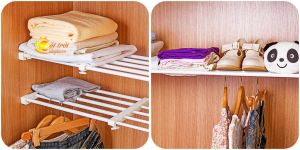 Kệ đa năng chia ngăn tủ không cần khoan bắt vít V2 MTST (74-135cm) Không có mặt hoa văn
