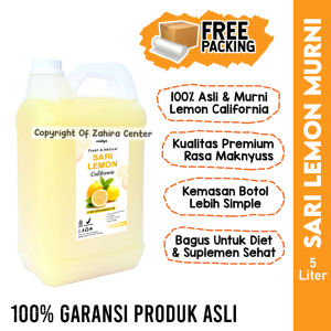 MURNI 100% SARI LEMON ALAMI 5 LITER Kemasan Jerigen Perasan Jeruk California Pilihan Dijamin Alami