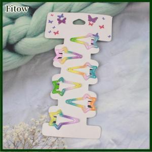 Fitow 6 12Pcs Girls Hair Accessories Colorful Hairpin Printed Paint Water Droplet BB Clip Cartoon Metal Children Hair Clip
