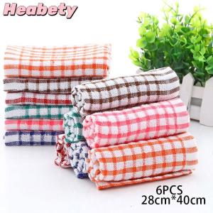 Heabety 6PCS Cotton Kitchen Towel Absorbent Clean Dish Towels Kichen Cleaning Supplies