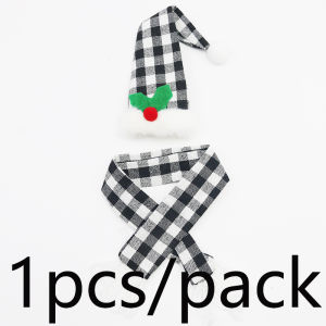 (1 piece/bag) Christmas plaid cloth Burgundy bottle set mini scarf hat holiday party decoration DIY cute atmosphere packaging