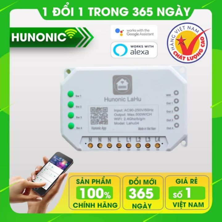 Công Tắc Điều Khiển Từ Xa Qua Điện Thoại Hunonic Lahu 4 kênh│Công tắc ...