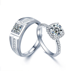 A Pair 925 Sterling Silver Lover Couples Diamond True Love Rings Shiny Men Women Wedding Party Promise Band Ring Jewelry 2PCS/Set