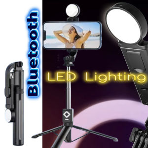 Tripod camera pole with LED lighting assistance selfie stick selfie stick Bluetooth remote control button