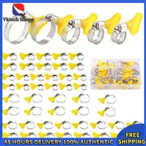 Vktech Assorted 8-29mm Hose Clamps Kit with Thumb Screw for Pipes Fuel Lines and Automotive Plumbing Stainless Steel Construction