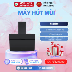 Máy hút khói khử mùi gắn tường Malloca MC 80ECO kính đen mờ cao cấp điều khiển cảm ứng hút 850m3
