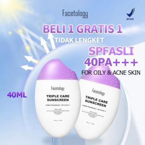 Facetology Triple Care Hybrid Sunscreen 40ml SPF40 PA++++ UVA UVB blue‑light blocking facial sun lotion skin brightening soothing calming daily protective sun cream