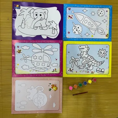 Bộ 5 tranh tô màu nước kèm 6 màu 1 cọ