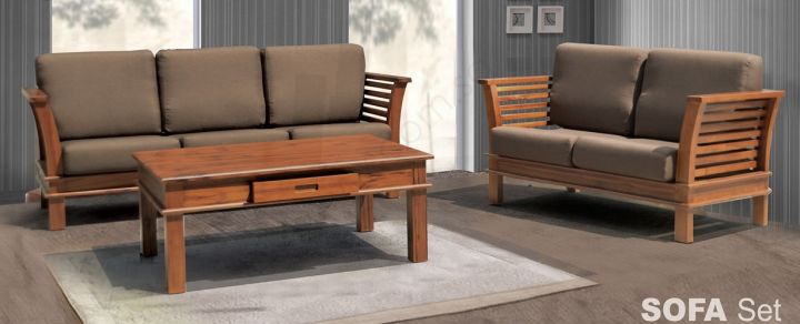 [TEAK WOOD] Solid Teak Wood 1+2+3 Sofa Set | Lazada