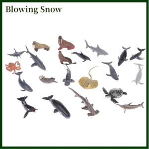 Blowing Simulation Marine Life Action Figures Ocean Animal Model Educational Toys Cake TopperCollection Gift Shark Dolphin Hammerhead