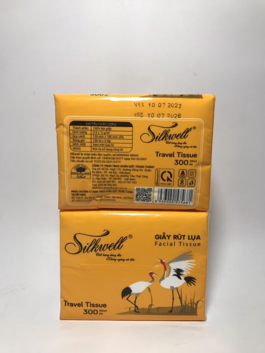 Giấy rút lụa Silkwell Sếu vàng 100 tờ 3 lớp CHÍNH HÃNG cao cấp dai mềm ...
