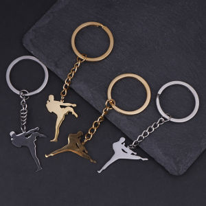 🔥🔥🔥fenglin Taekwondo High Kick Keychains For Men Titanium Steel Charm Karate Jiu Jitsu Keyring Jewelry Male Boys Gym Gifts