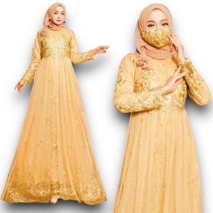 GAMIS NARINA /  BRUKAT MEWAH / BAJU LEBARAN / GAUN PESTA / PAKAIAN WANITA / BUSANA MUSLIM